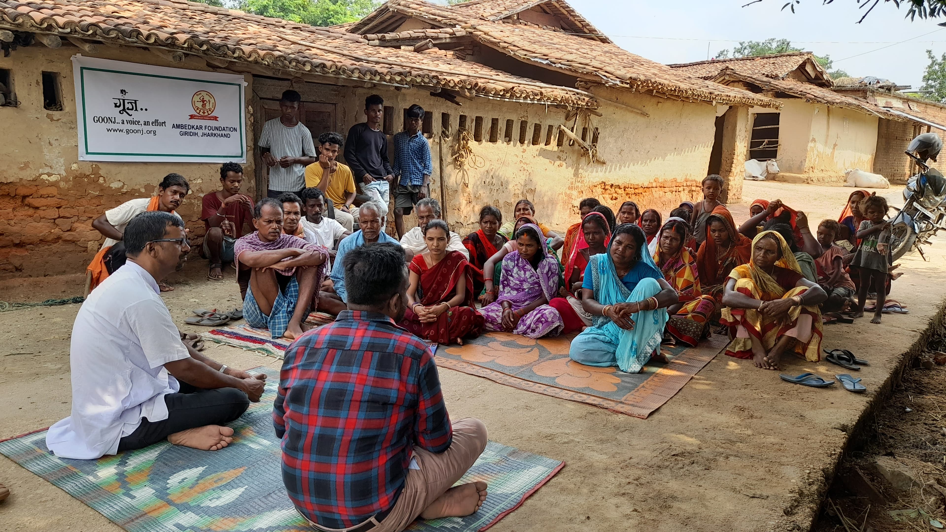 Community members participating in a Gram Sabha meeting in rural Jharkhand
